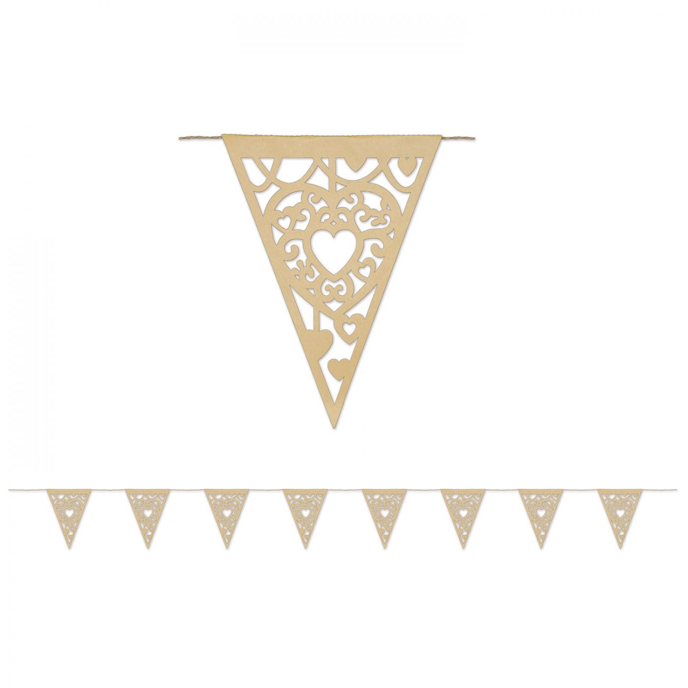 Die-Cut Kraft Paper Heart Pennant Banner (12) image