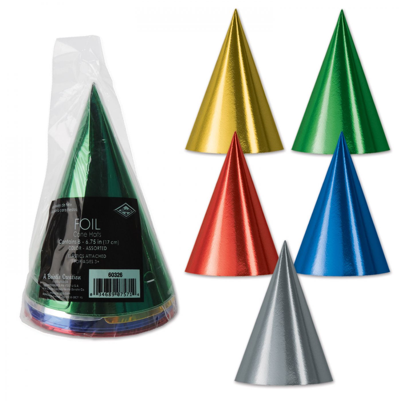 Pkgd Foil Cone Hats (12) image