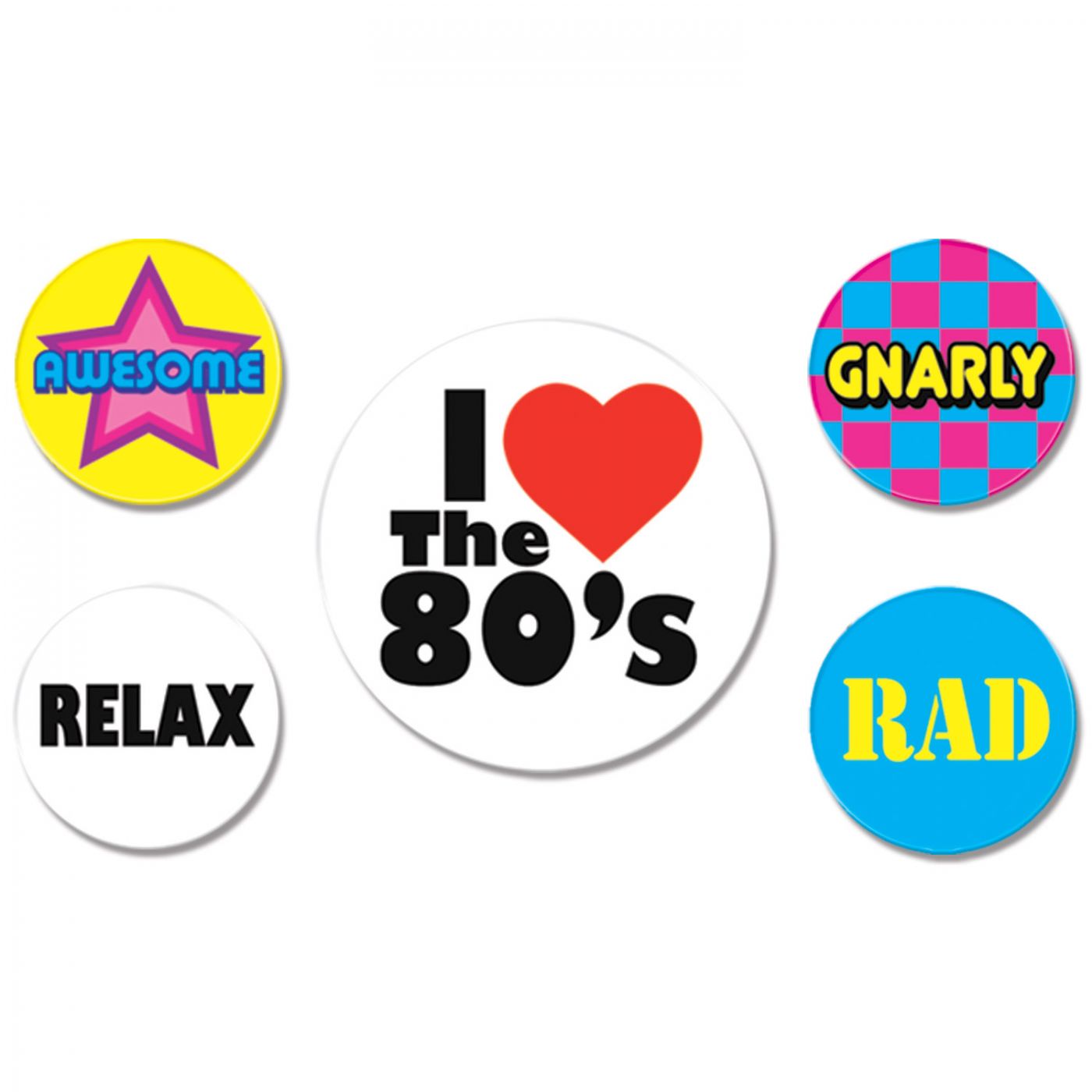 80's Party Buttons (12) image