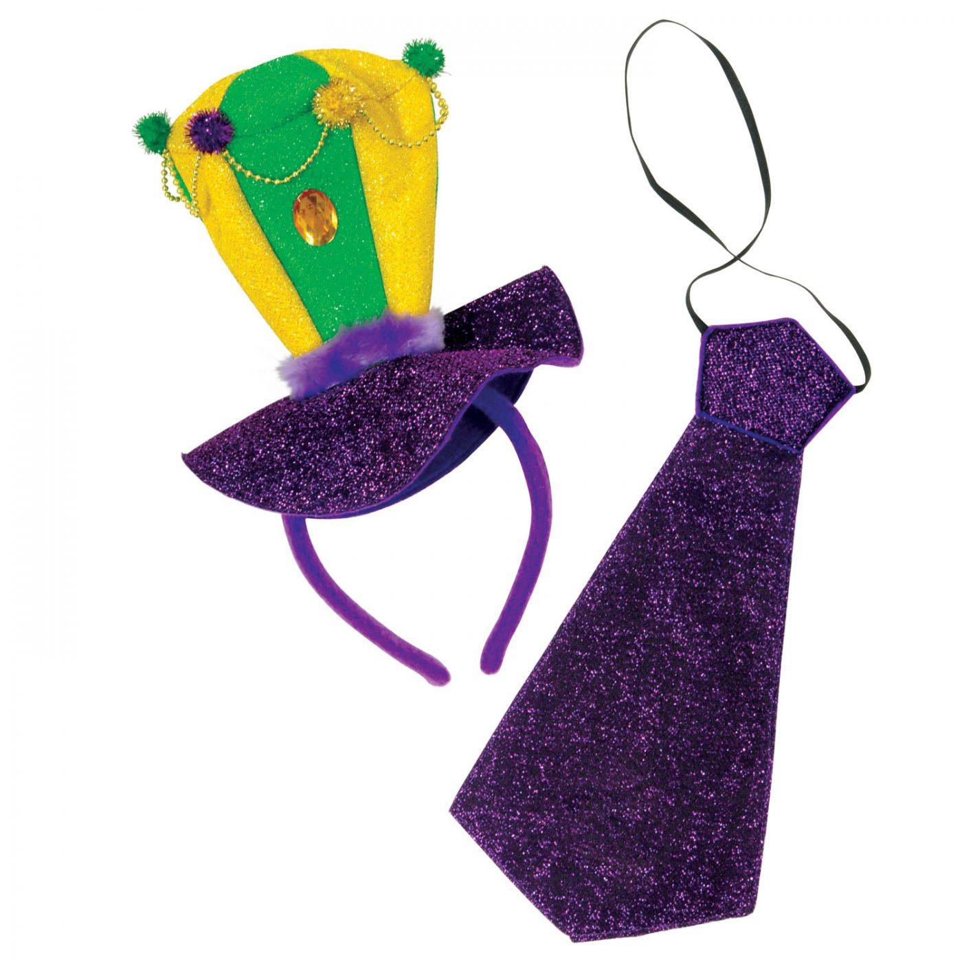 Mardi Gras Headband & Necktie Set (12) image