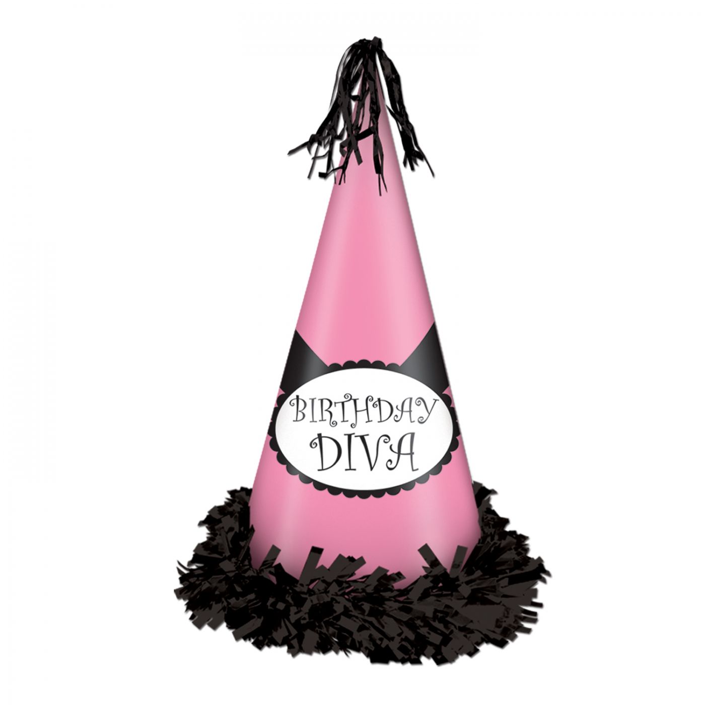 Fringed Foil Birthday Diva Party Hat image