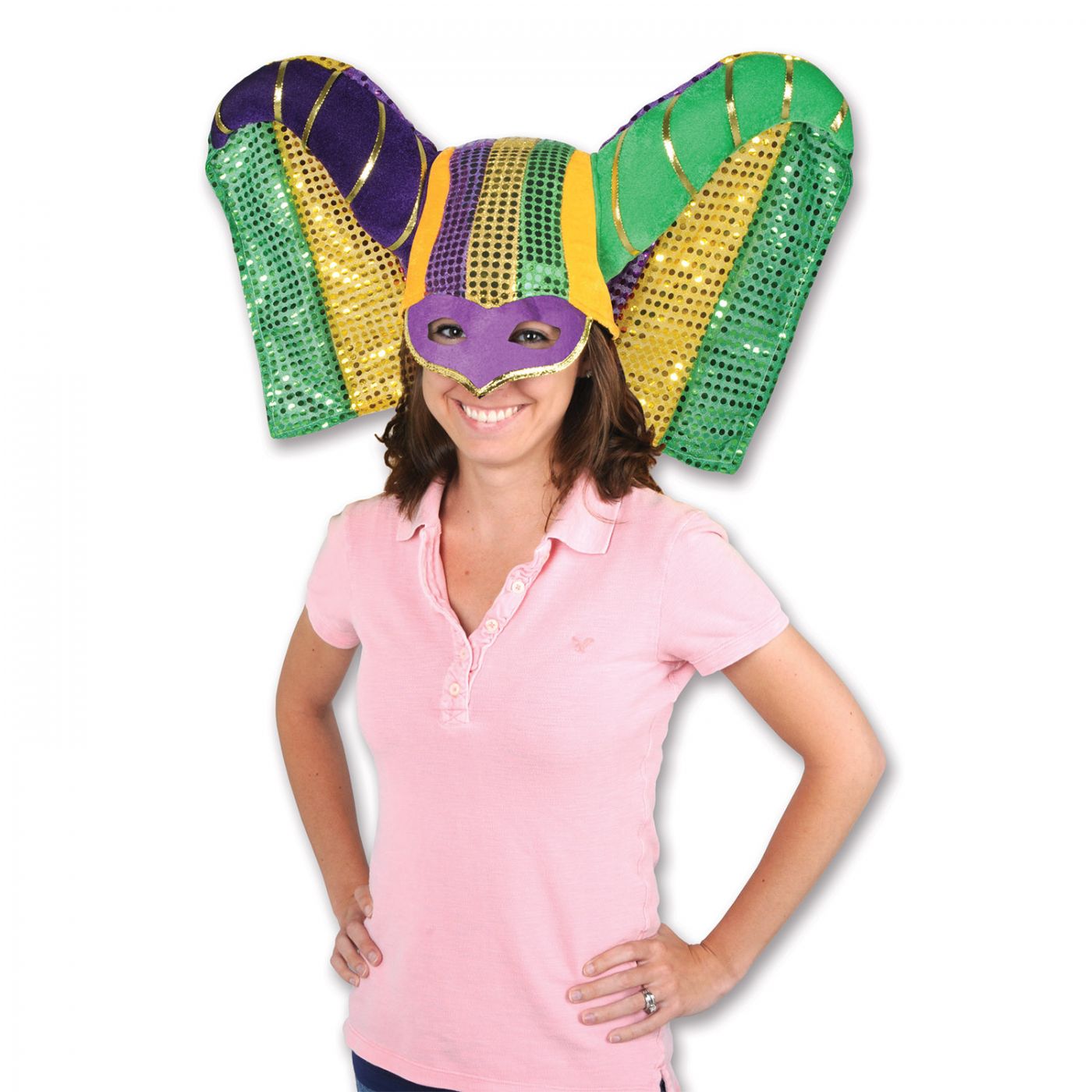 Masked Mardi Gras Hat w/Sequined Drape (6) image