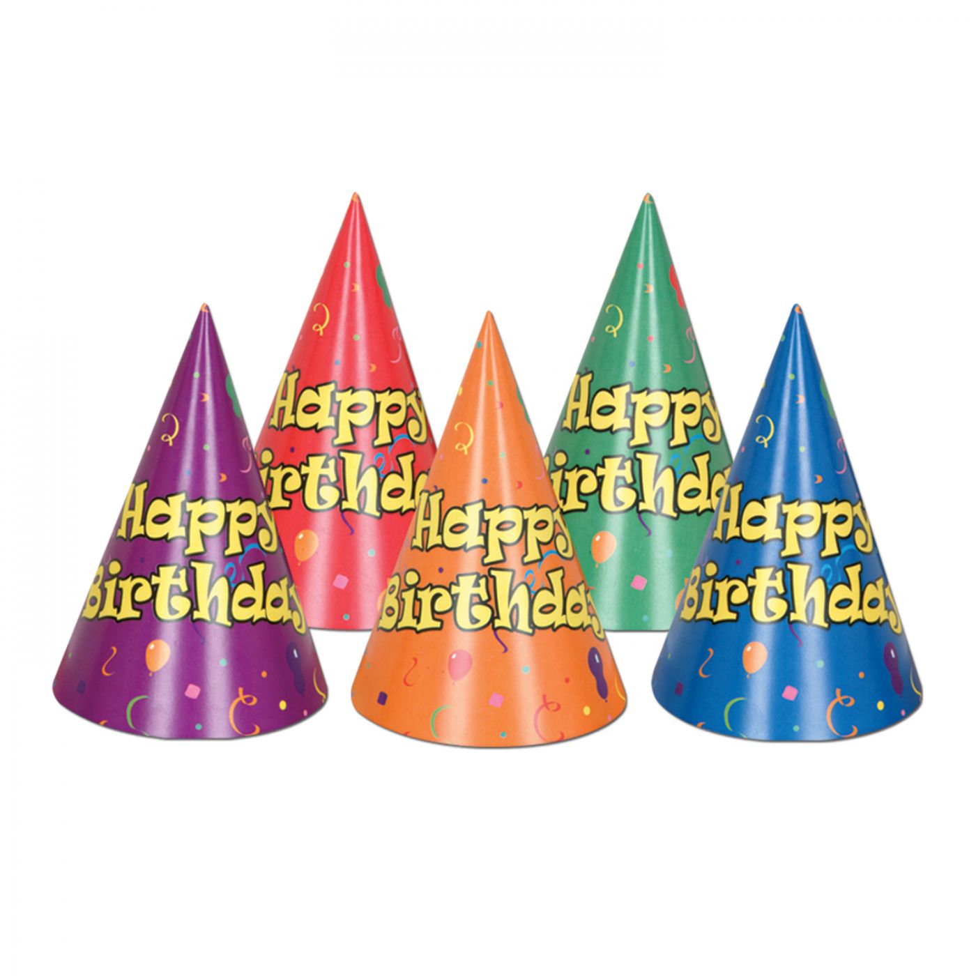 Balloon & Confetti Birthday Cone Hats (144) image