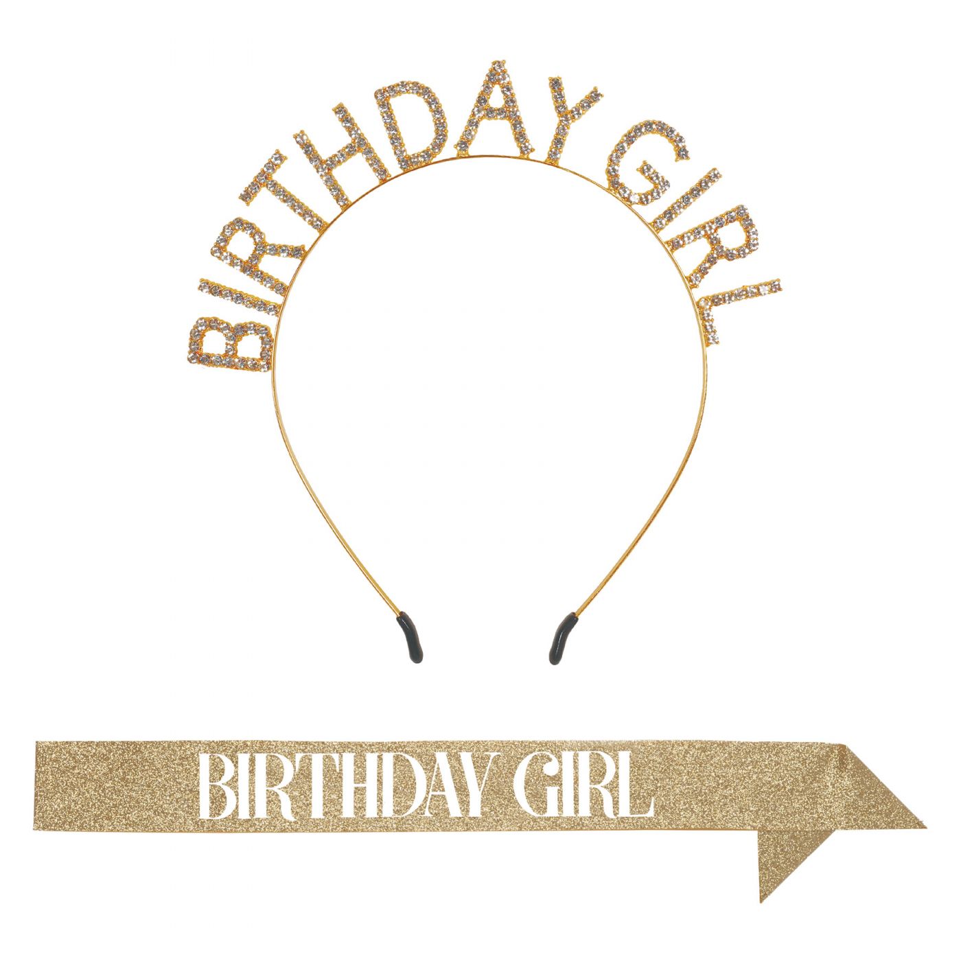 Birthday Girl Rhinestone Headband & Glittered Sash Set (6) image