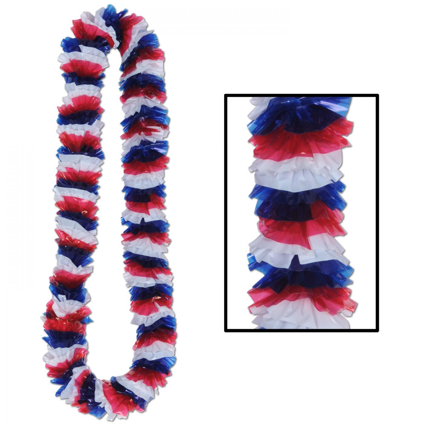 Soft-Twist Patriotic Poly Leis (100) image