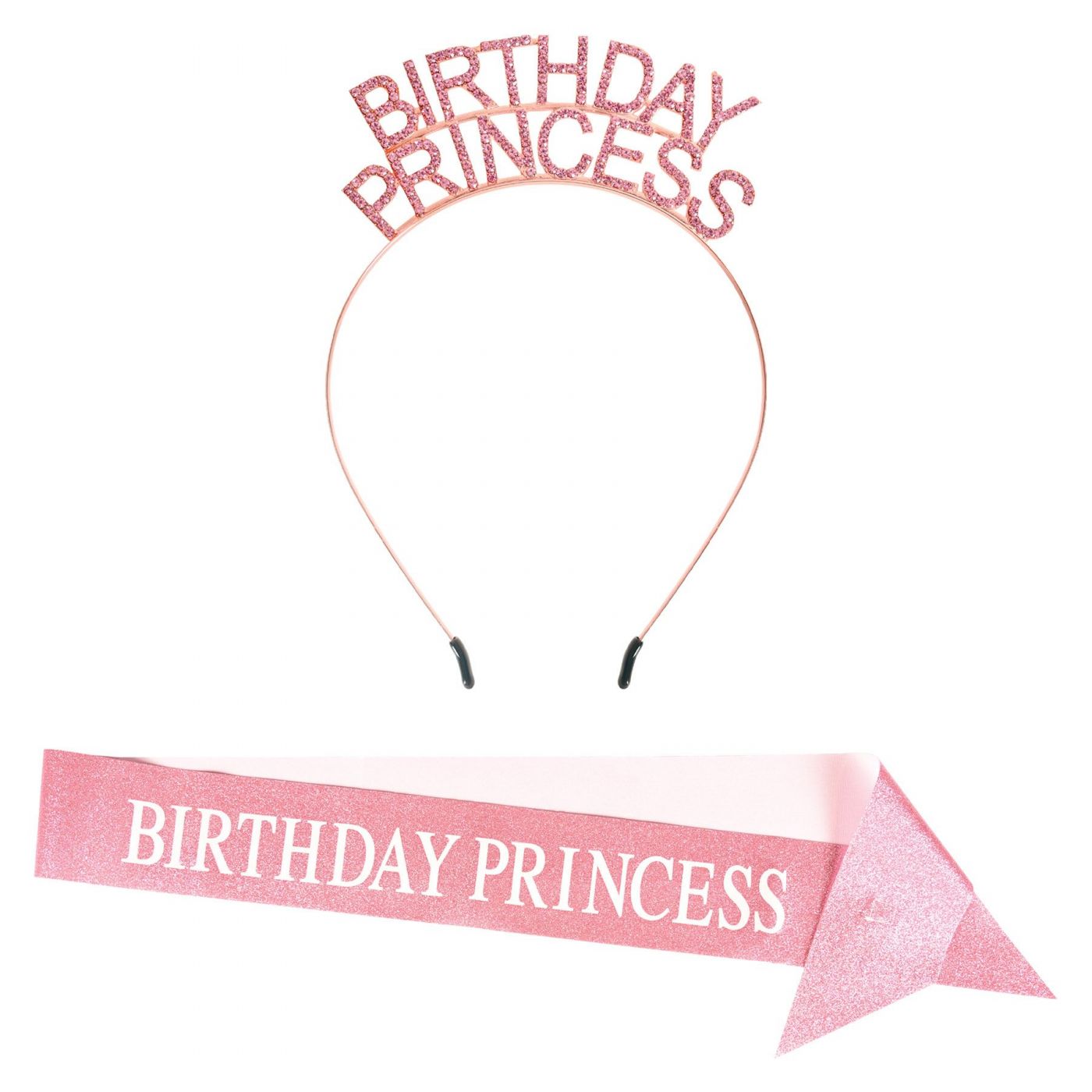Birthday Princess Headband & Glittered Sash Set (6) image