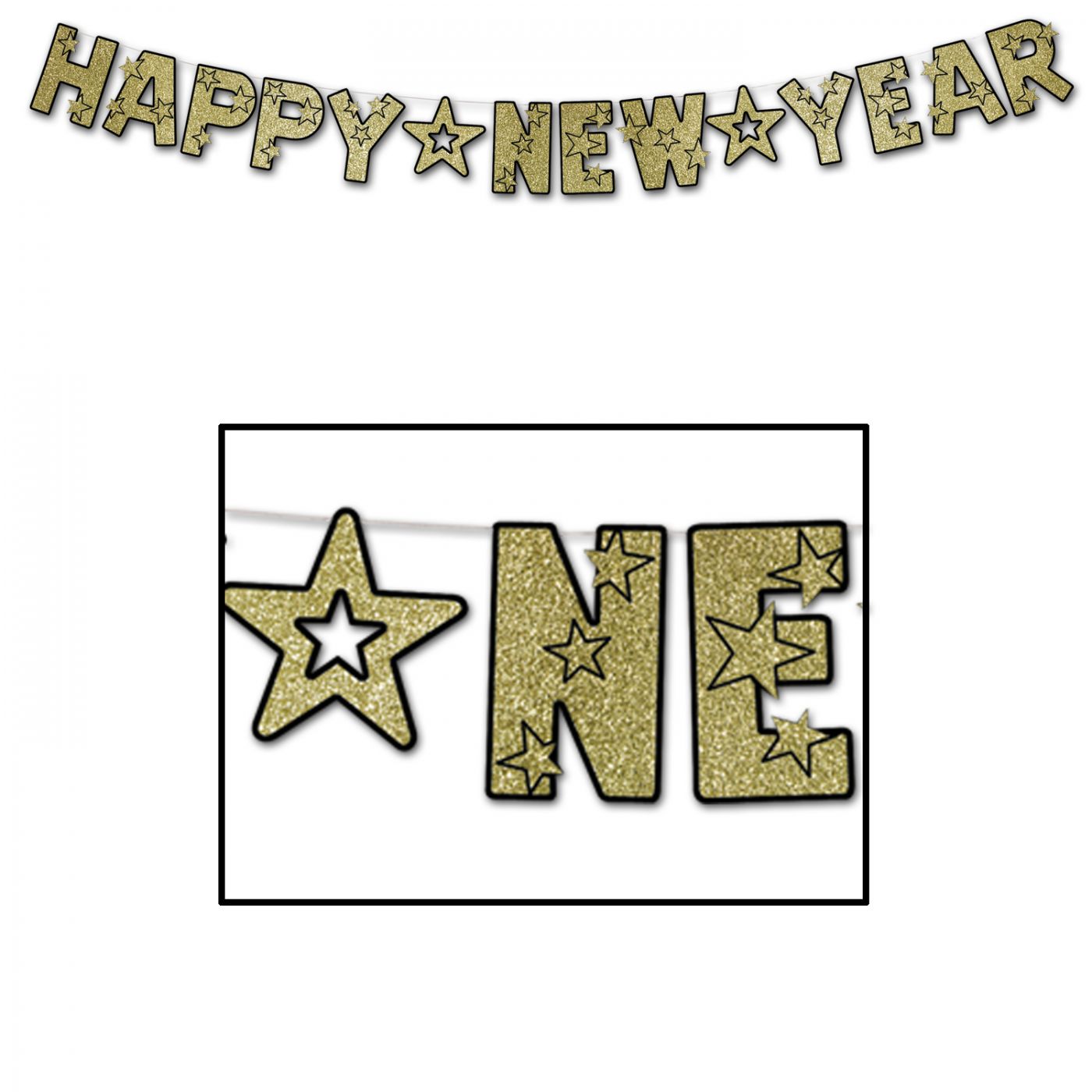 Glittered Happy New Year Streamer (12) image