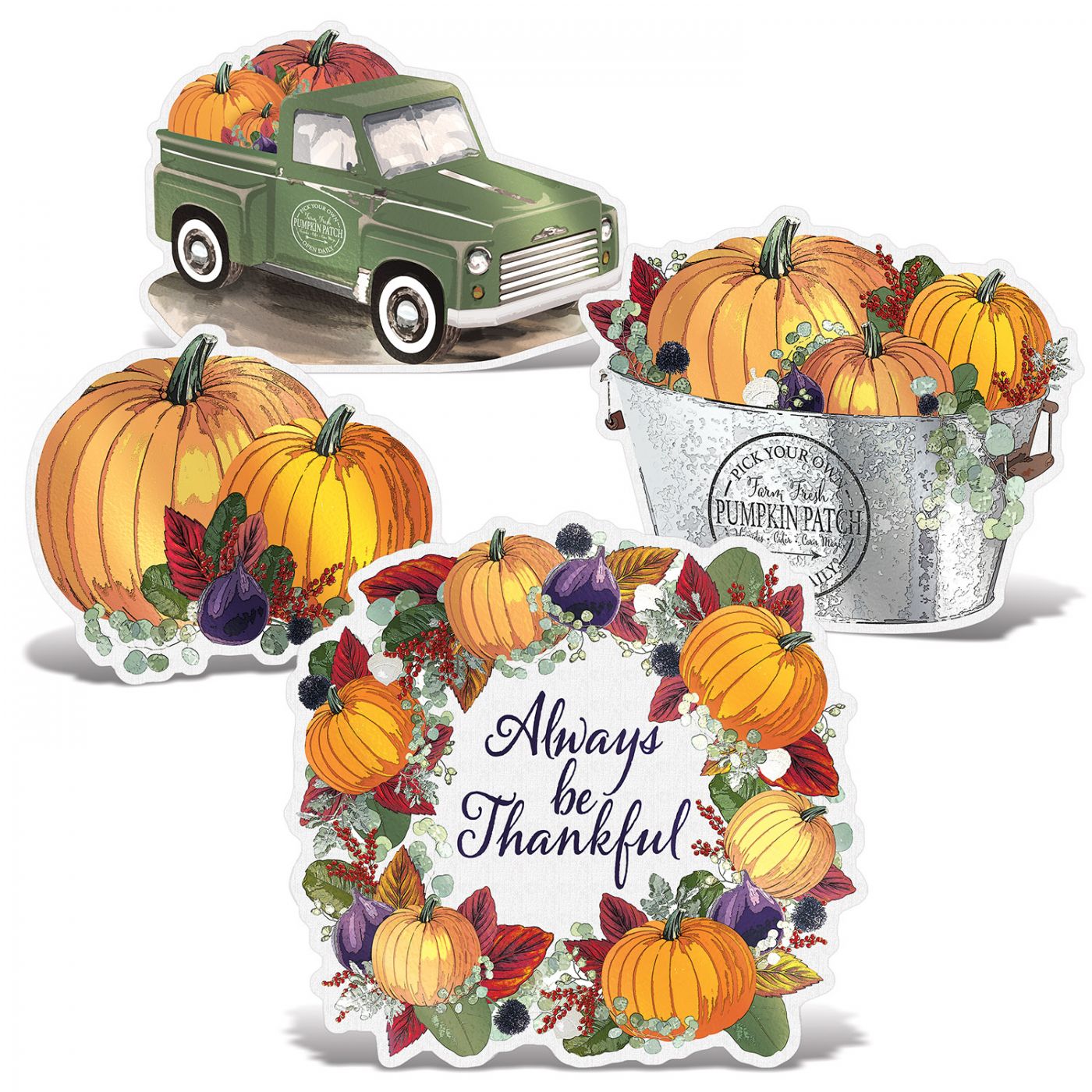 Foil Fall Thanksgiving Cutouts w/Easels (12) image