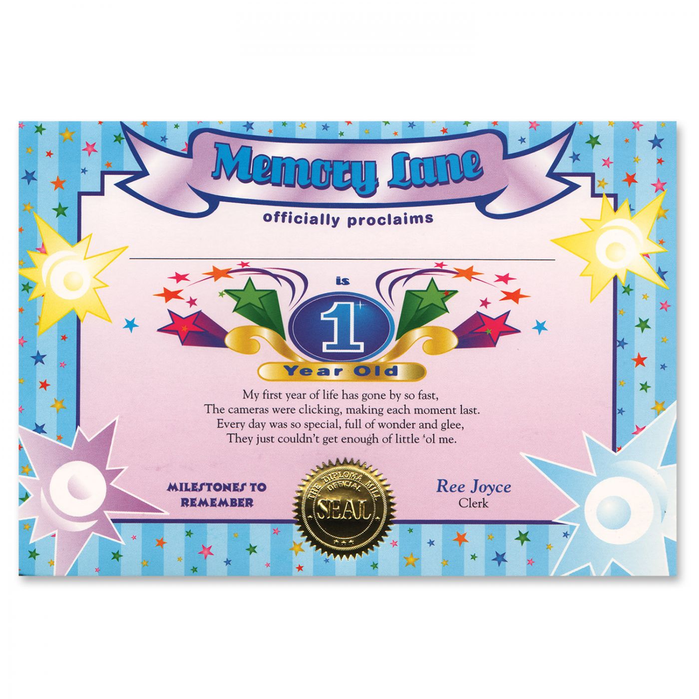 1 Year Old  (Boy) Certificate (6) image