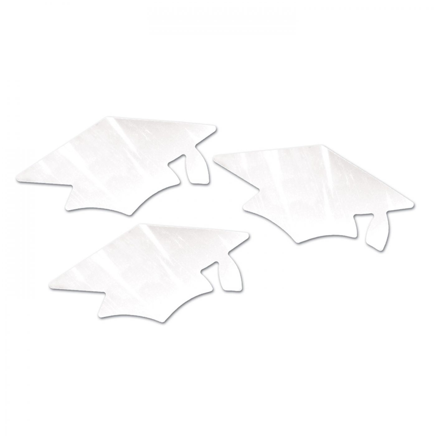 White Metallic Grad Cap Cutouts (6) image