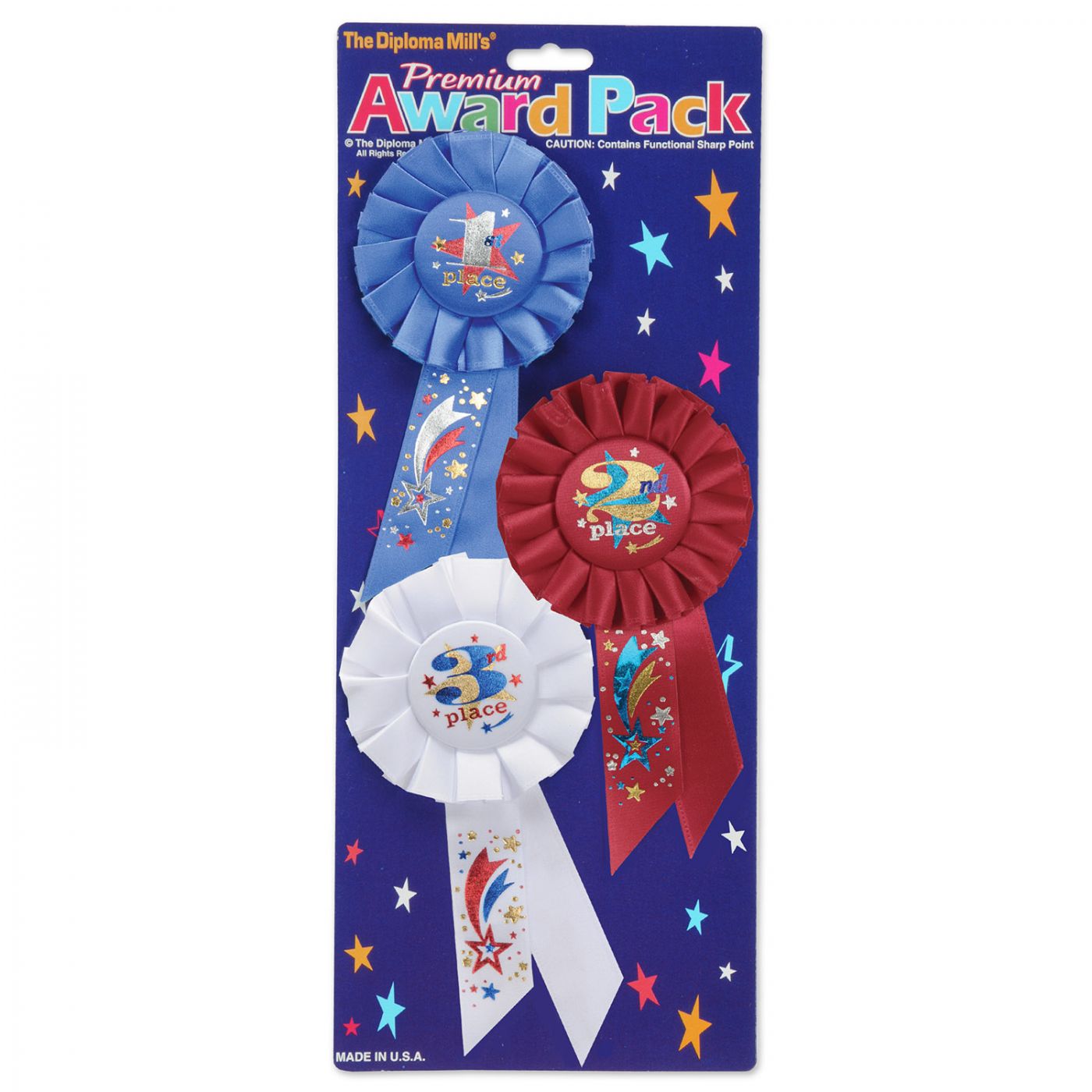 Image of 1st, 2nd, 3rd, Place Award Pack Rosettes (6)