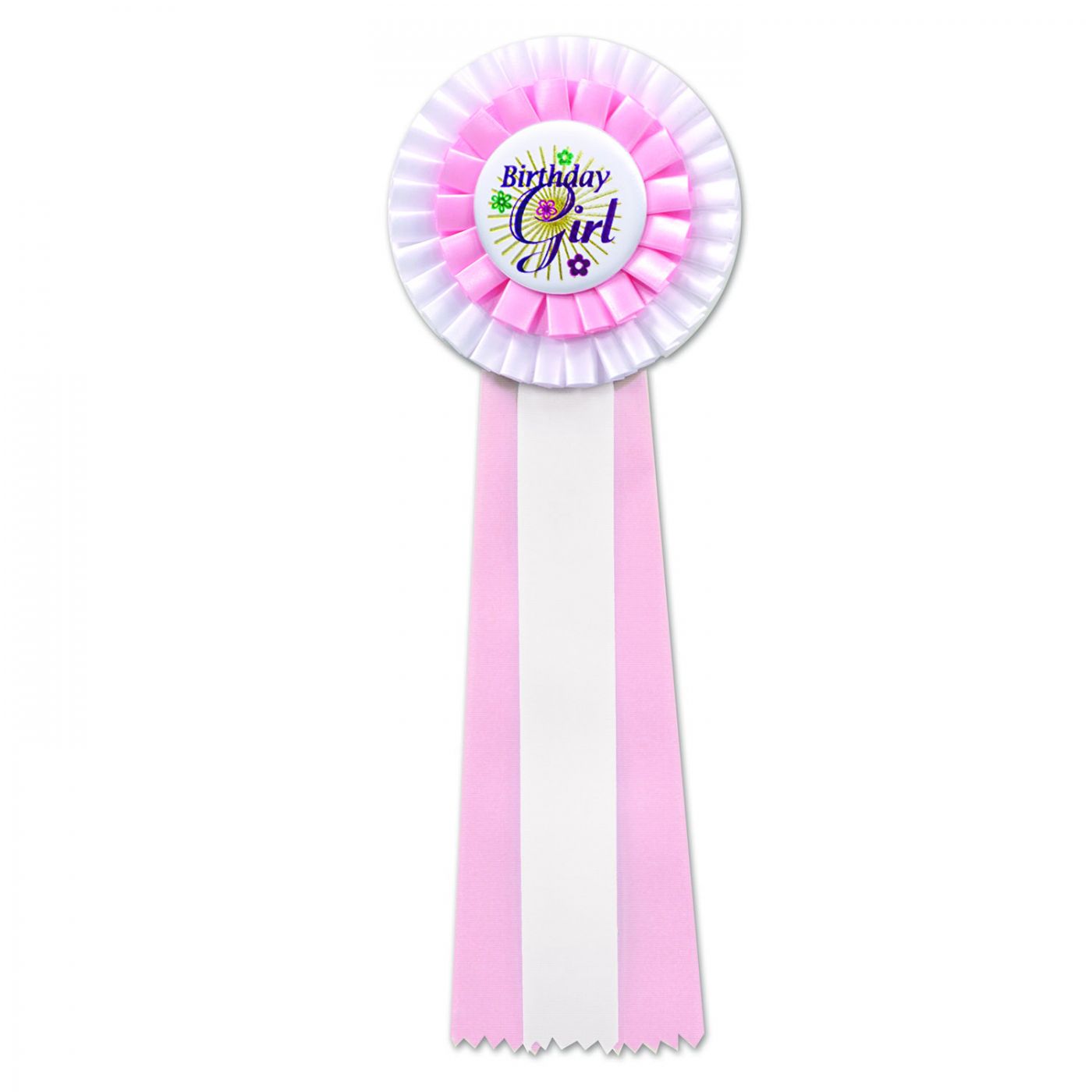 Pink/White Birthday Girl Deluxe Rosette (3) image