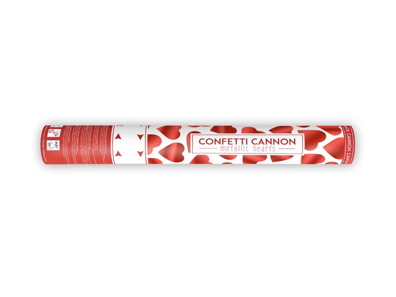 Confetti cannon with hearts, red, 80cm (12) image
