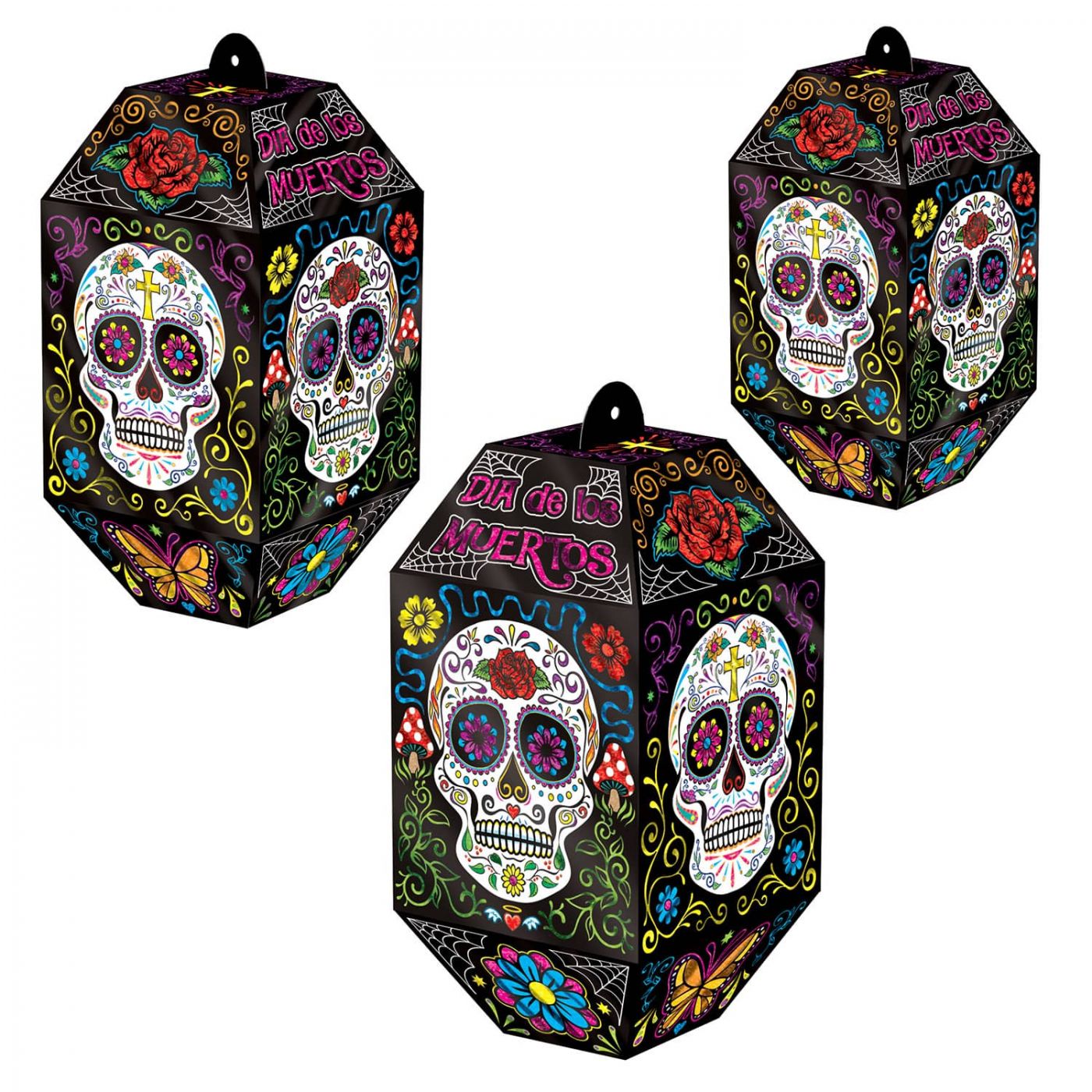 Foil Day Of The Dead Paper Lanterns (12) image