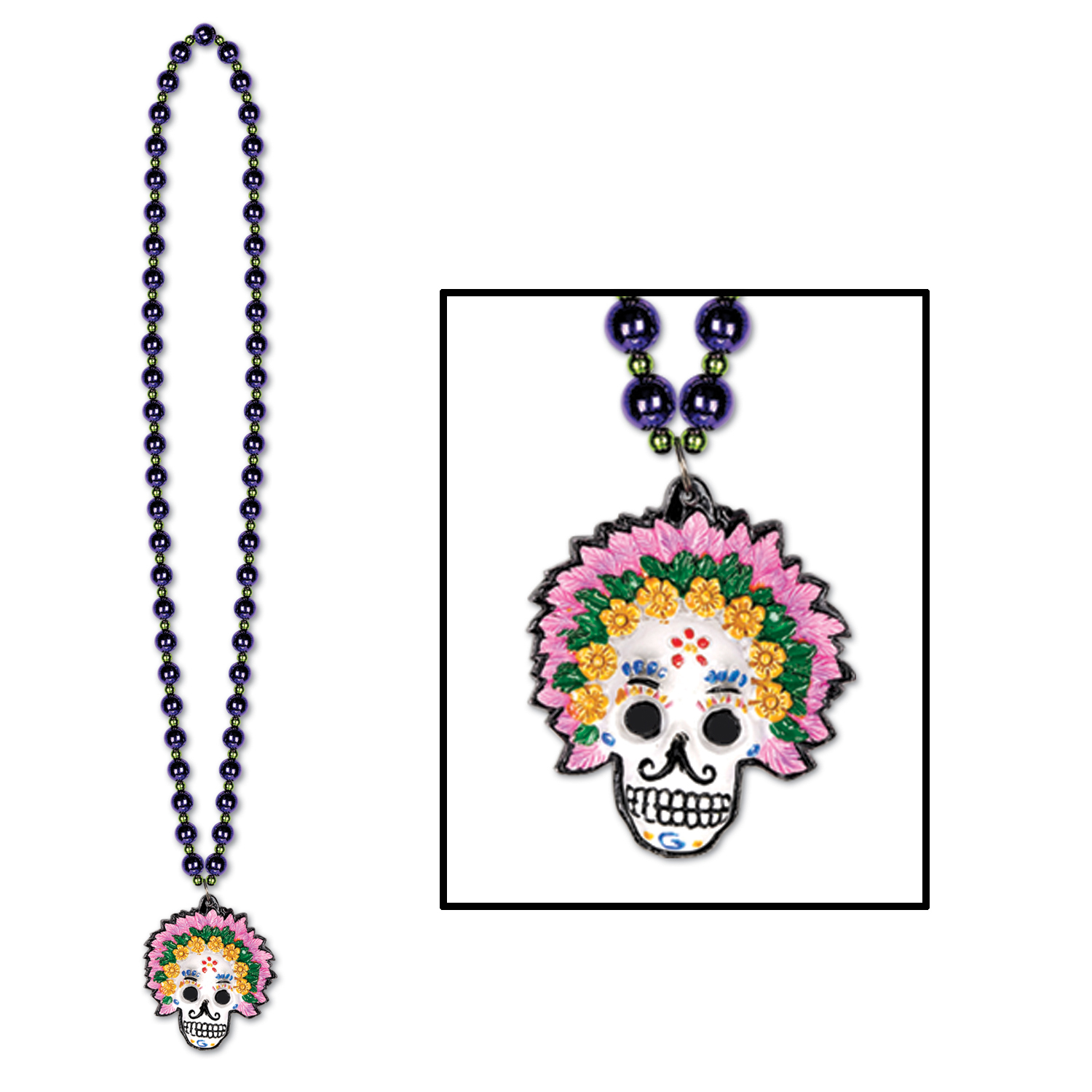 Beads with Day of the Dead Medallion (12) image
