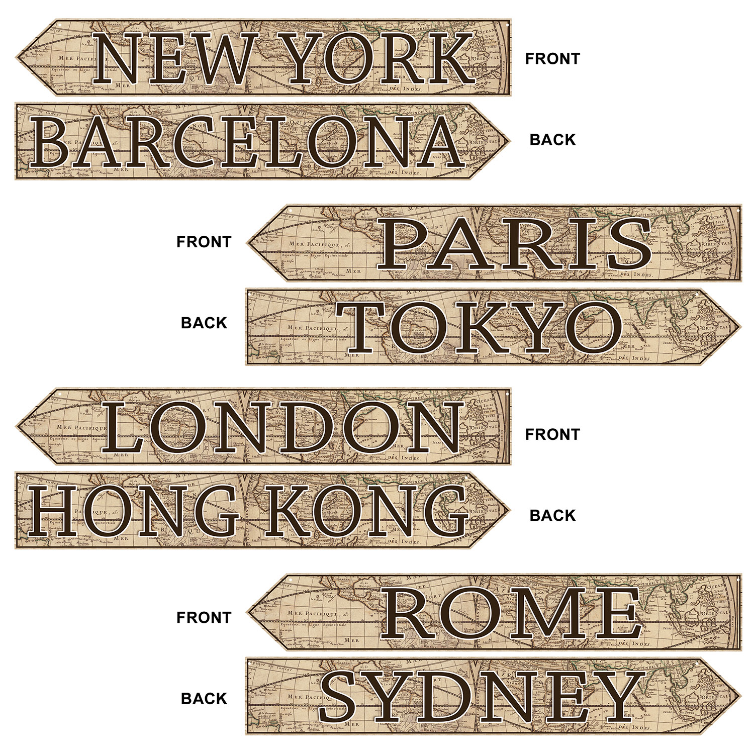 Image of AROUND THE WORLD STREET SIGN CUTOUTS (12)